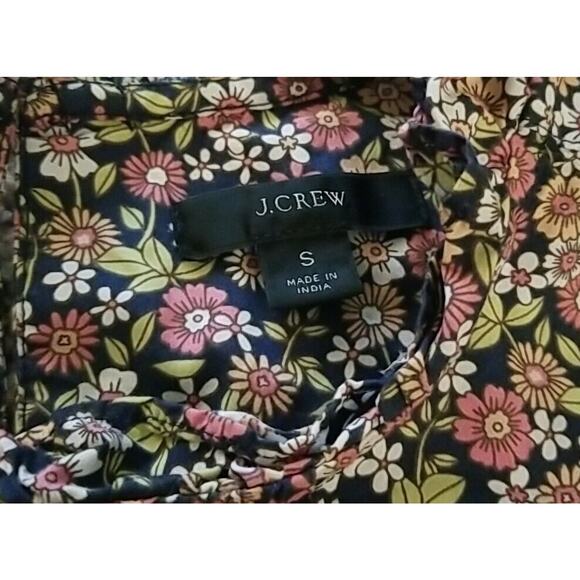 J Crew Womens Size Small Smocked Puff Sleeve Blouse Cotton Poplin Top Floral - Picture 6 of 11